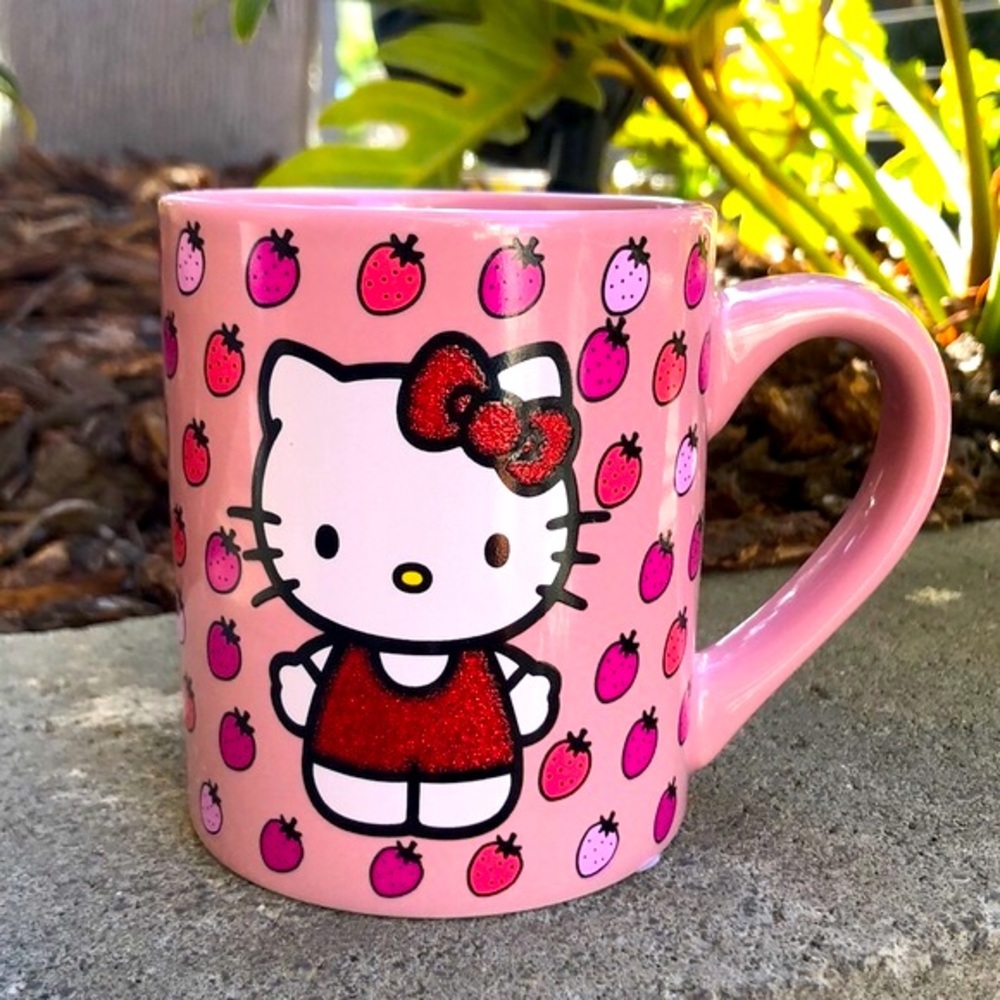 Pink Strawberries HELLO KITTY Mug